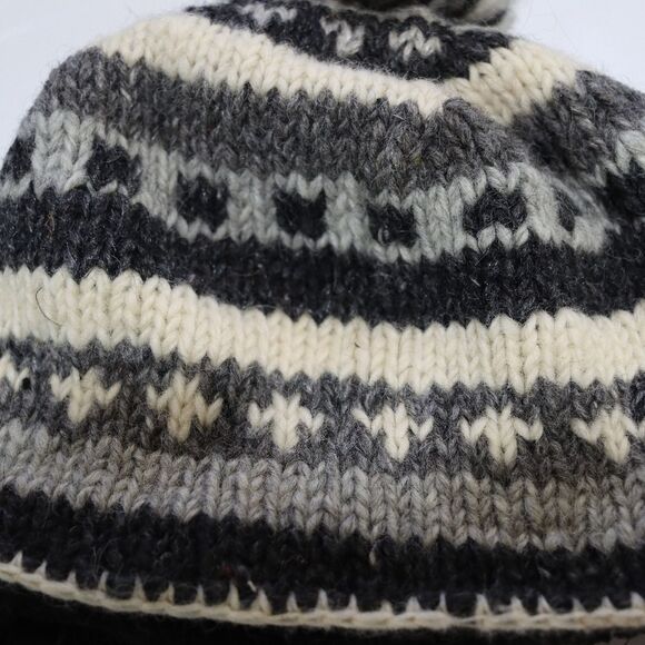 Vintage Wool Hat Nepal 100% Wool Bauble Hat - Picture 6 of 9